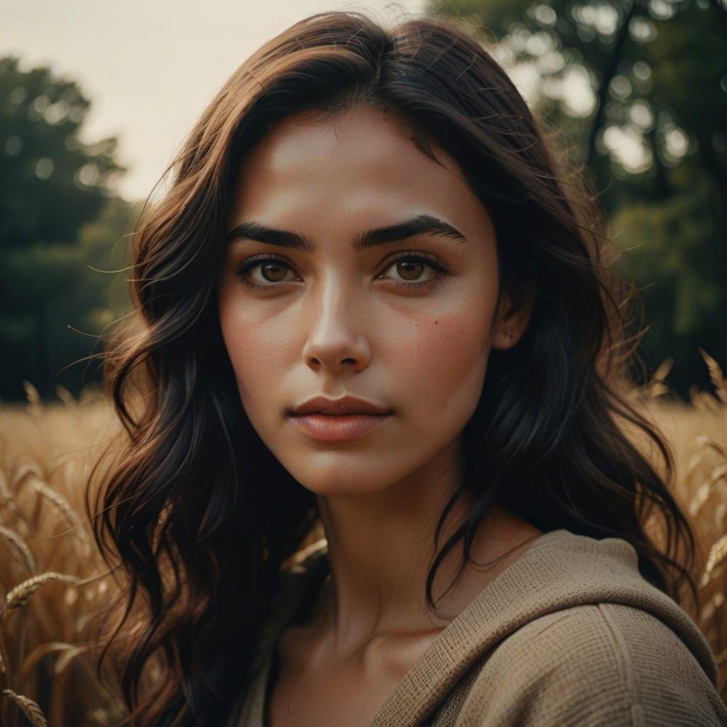 Ultra-Realistic Portrait of a Woman with Dark Hair