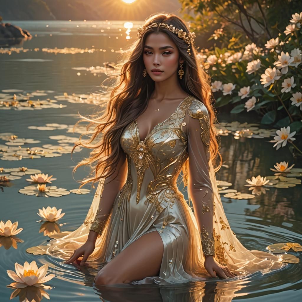 Dazzling Diamond Woman with Long Hair in Digital Art Style