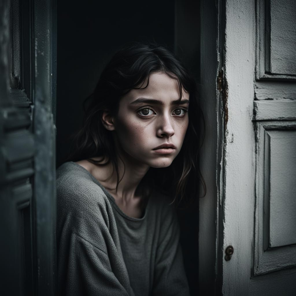 Melancholy Girl Portrait with Moody Lighting