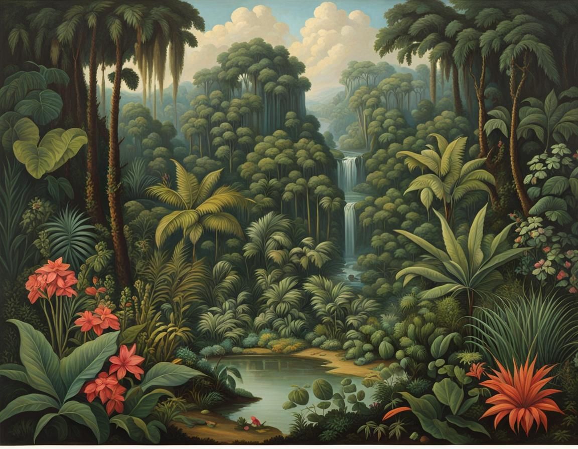 Lush Jewelpunk Garden of Eden Landscape