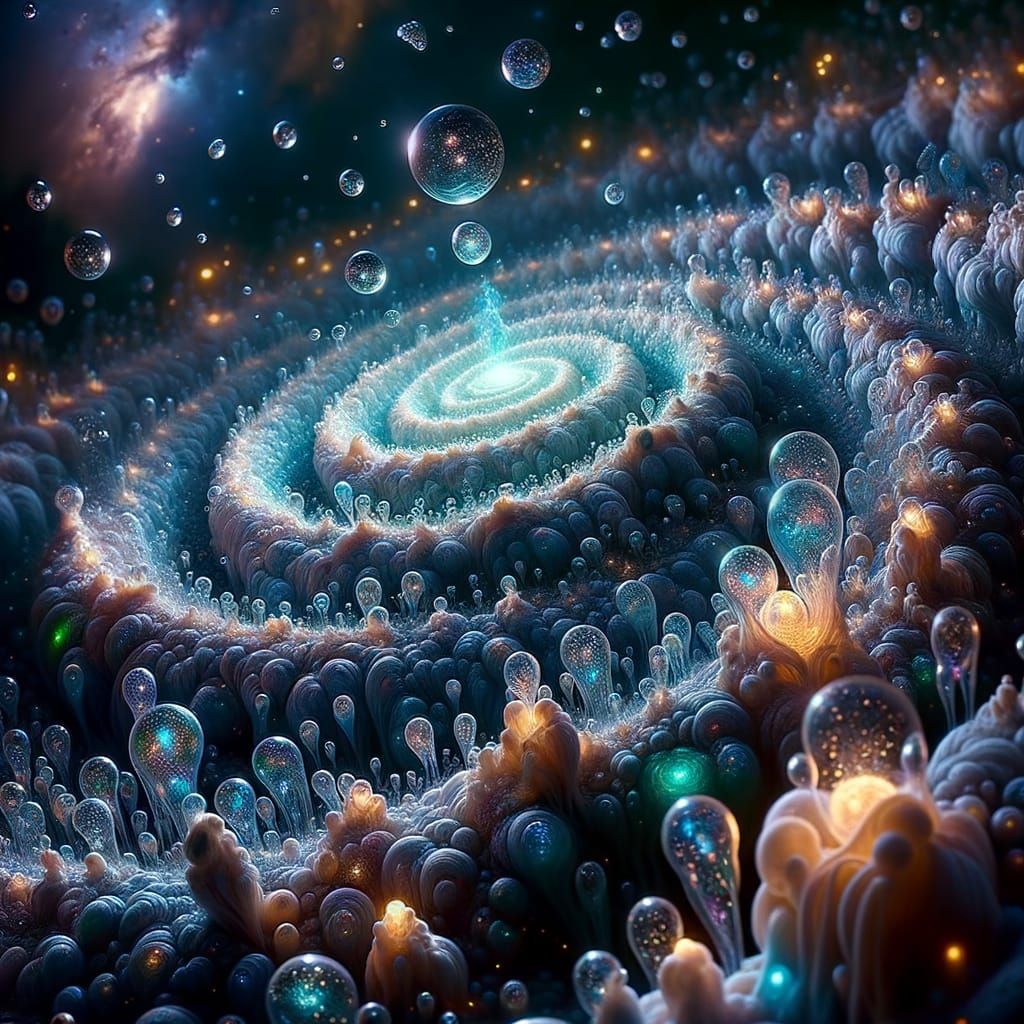 Bioluminescent Nebula of Microscopic Galaxies: Cosmic Horror