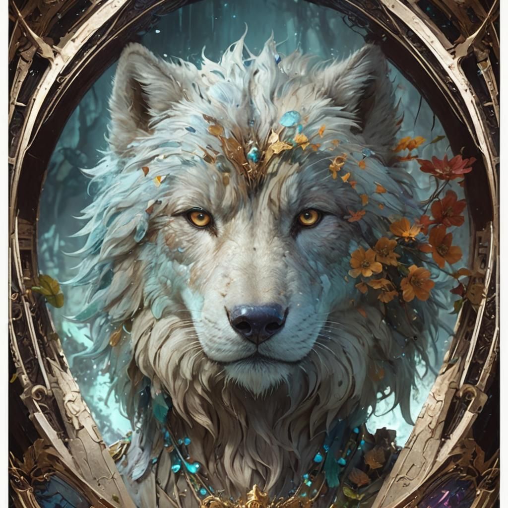 Vibrant Wolf Child in a Magical World of Artistic Dreamscape...