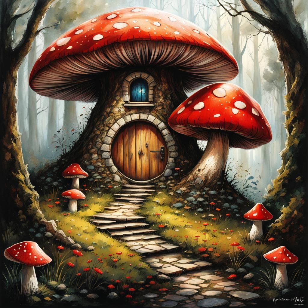 Tiny toadstool fairy village