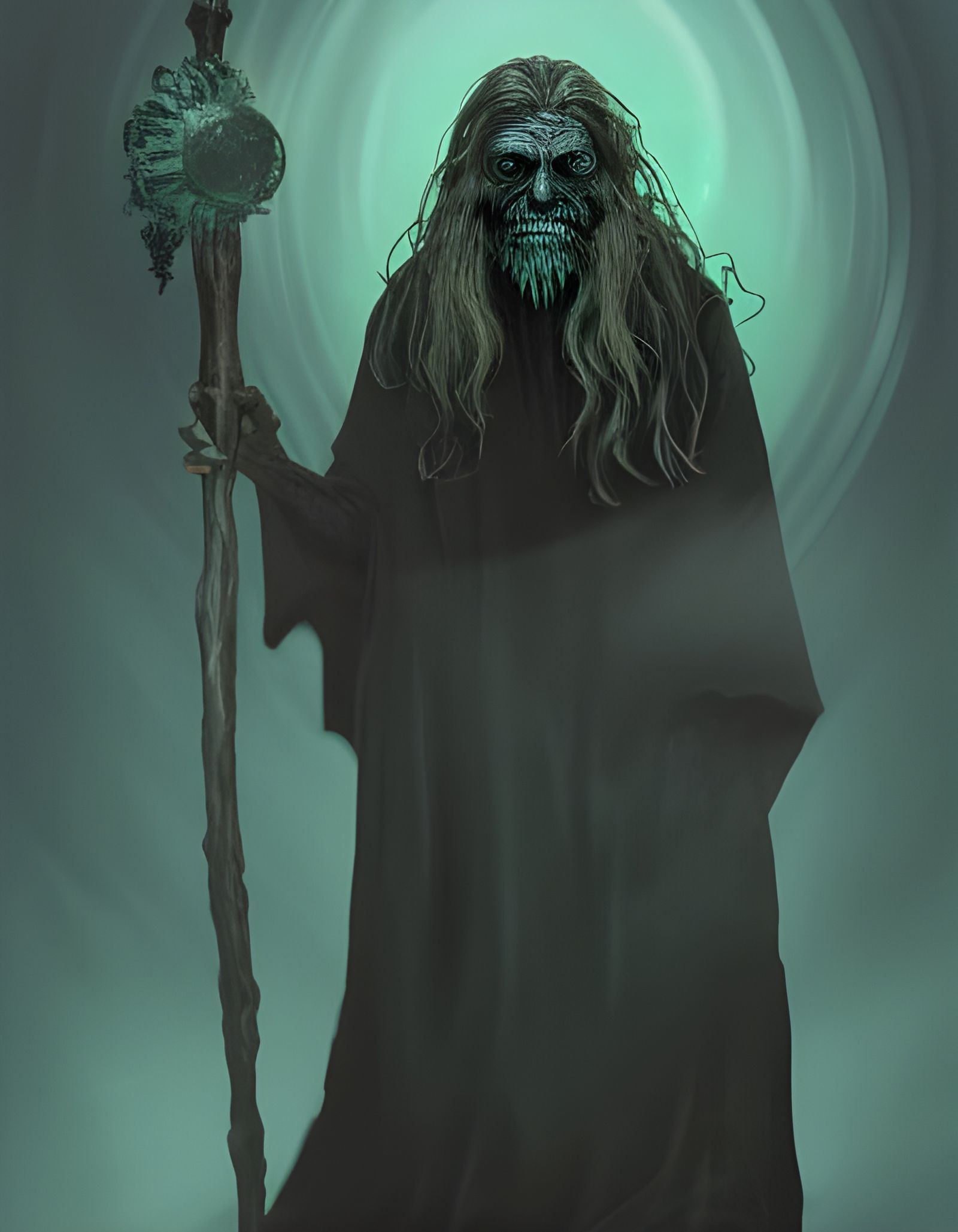 Horrifying Hermit-Wizard on Mountaintop in Hyperrealism