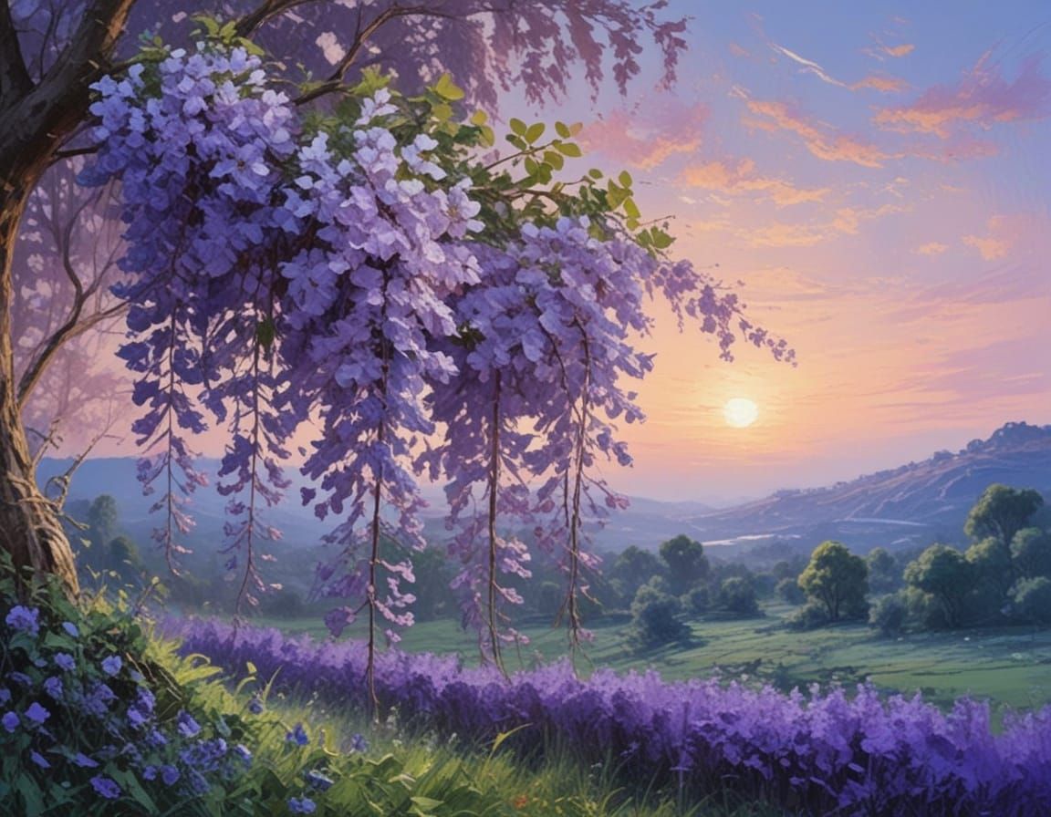 Lavender Landscape in Impasto Expressionism