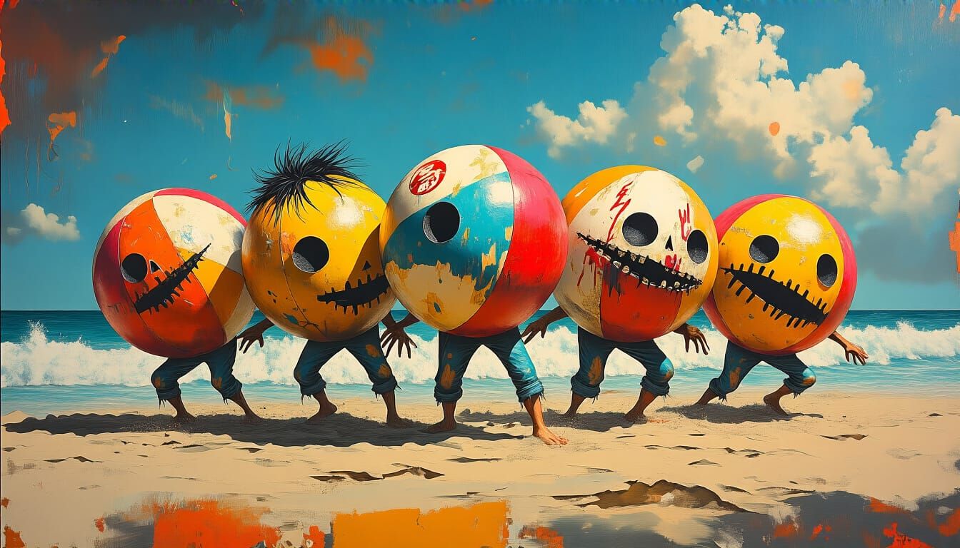Anthropomorphic Beach Balls Surf as 60s Rock Band
