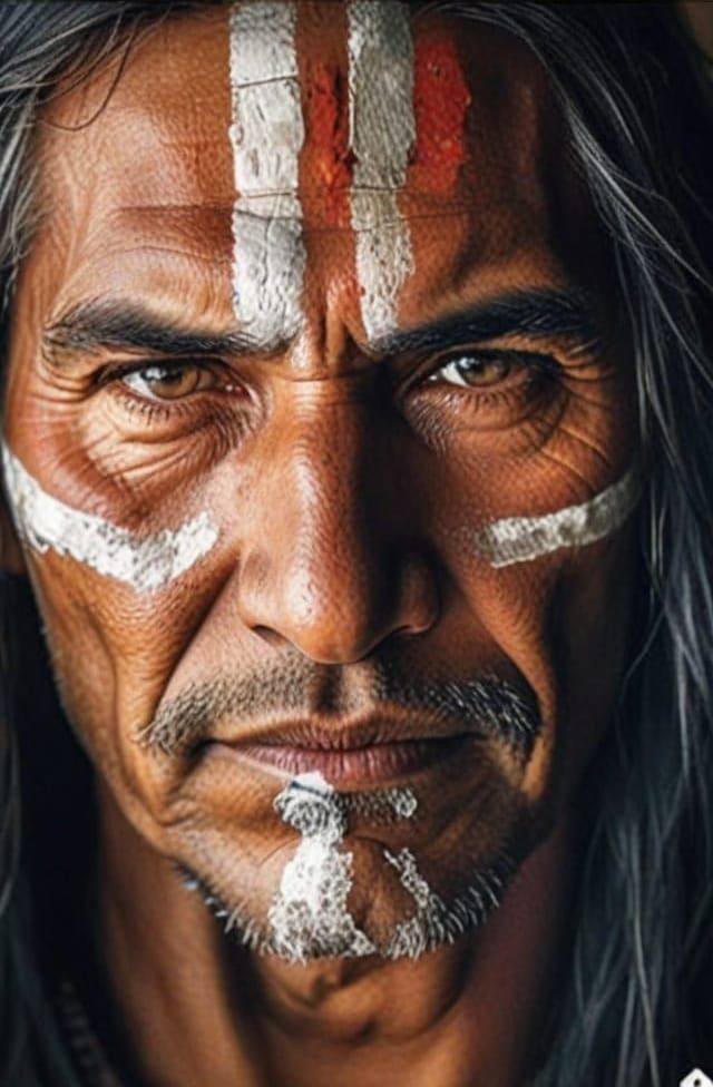 Native American Warrior in War Paint