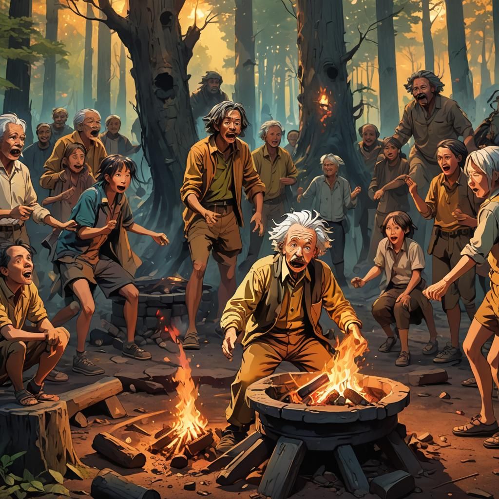 Anime Tribe Shocked by Einstein in Forest