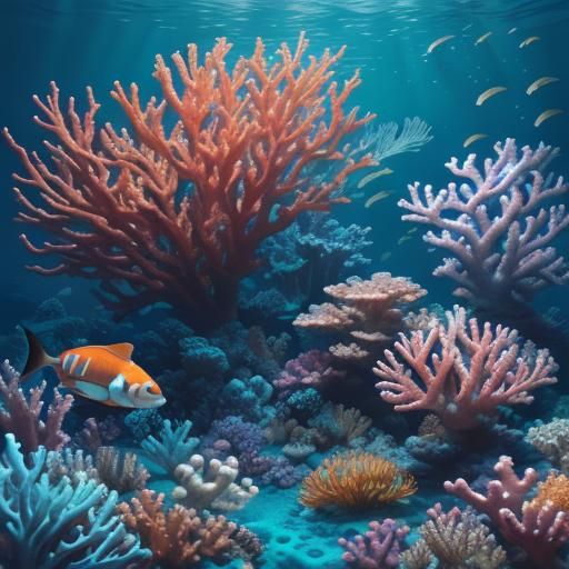 Vibrant Underwater Coral Reef Concept Art