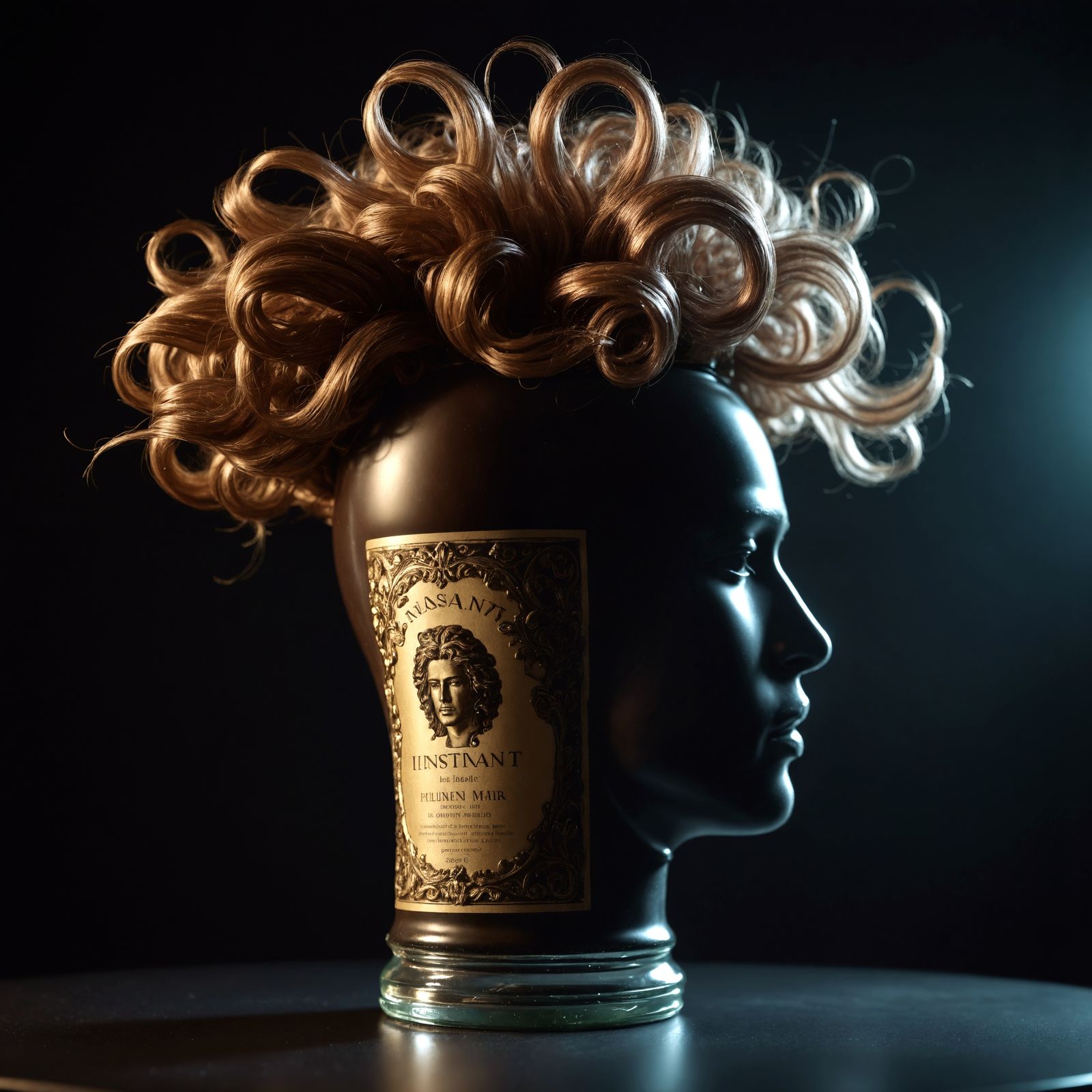 Surreal Bottle Portrait of a Hair-Restoring Elixir