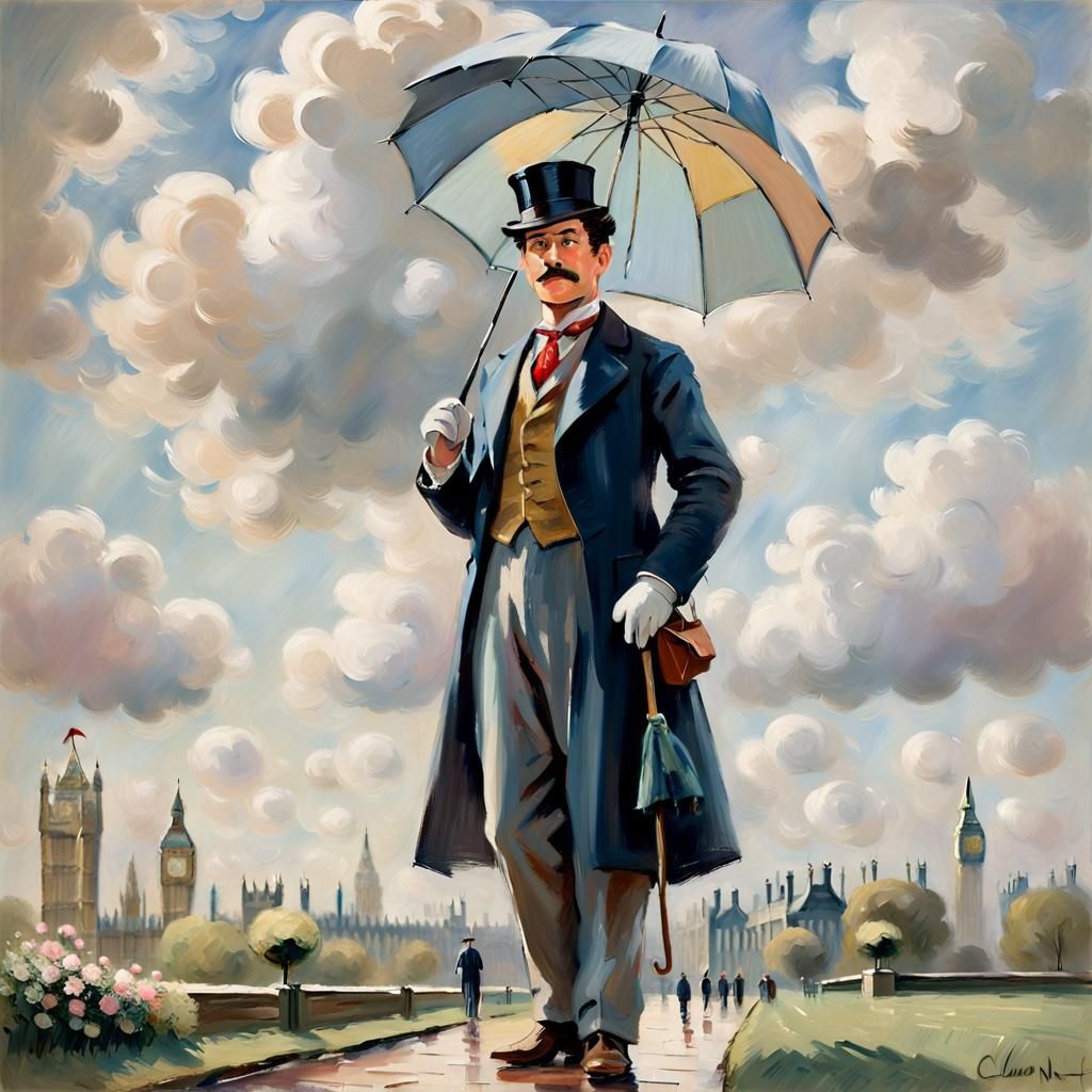 Mario Poppins Portrait in Impressionist Oil Painting