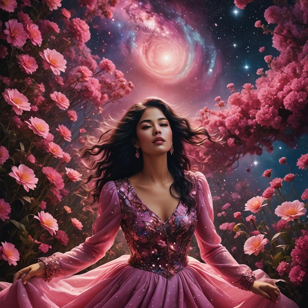 Selena Quintanilla Pérez in Surreal Galaxy Dreamscape