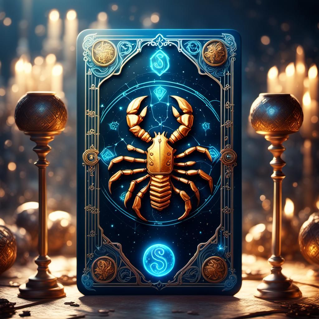 Glowing Scorpio Tarot Card in Detailed Digital Painting