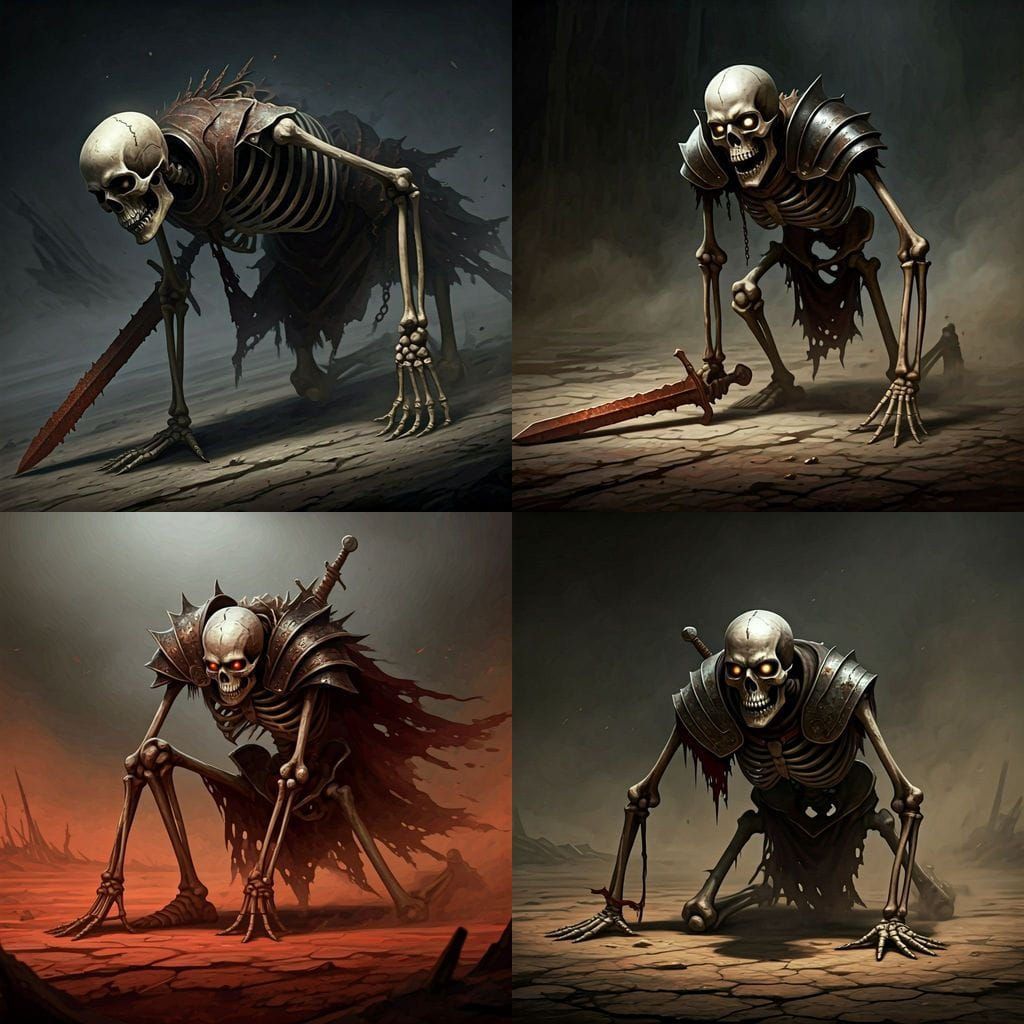 Crawling Skeleton Dragging Sword in Grimy Armor