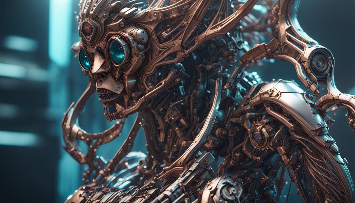 Futuristic Mermaid Demon with Mechanical Details