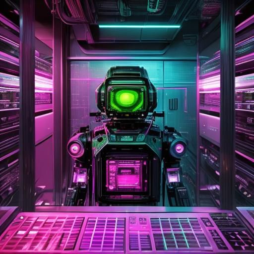 Dreamcore Technicolor Scene with Retro and Futuristic Elemen...