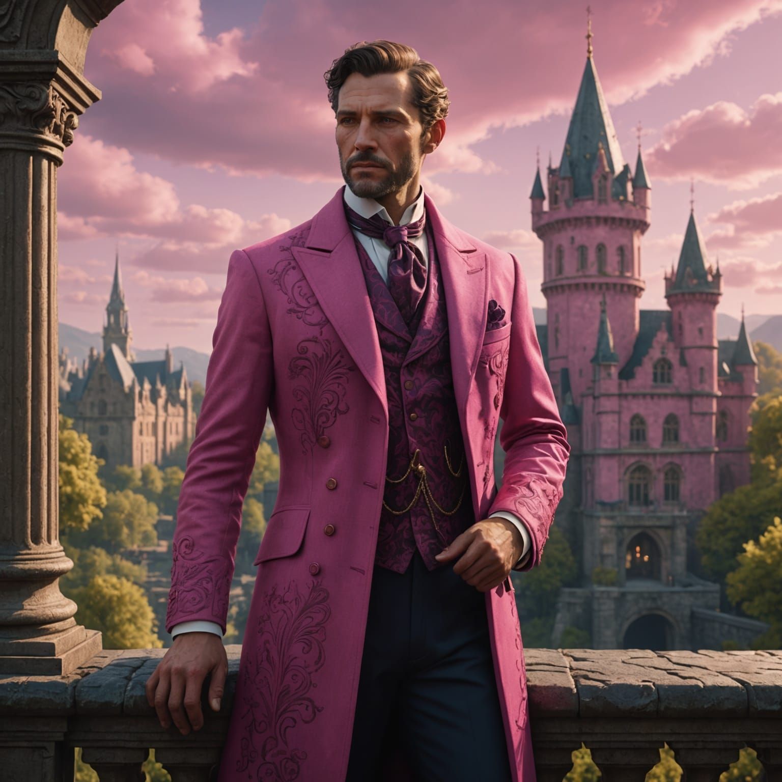Gentleman in Pink: Detailed Fantasy Art