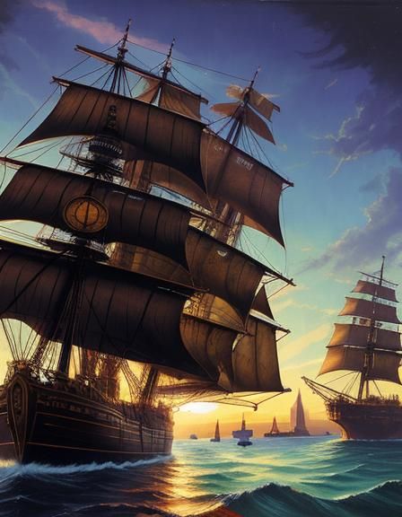 Steampunk Synthwave Soccer Seascape Concept Art