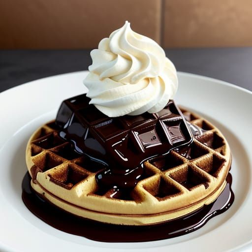 Mouthwatering Chocolate Vanilla Ice Cream Waffle