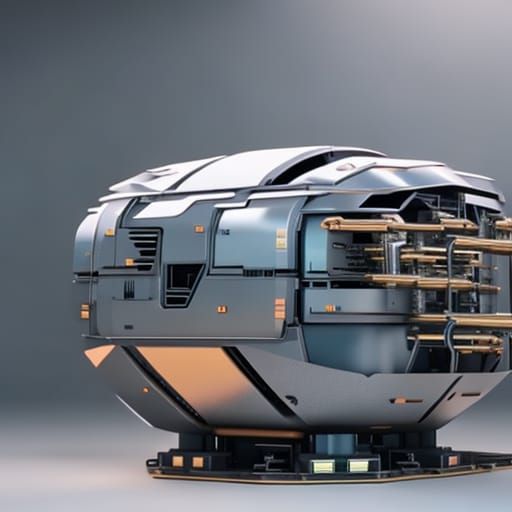 Giant Mechanized Hamster Robot in Cage: 8K Render