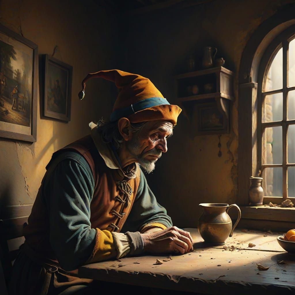 Mourning Jester in Tavern