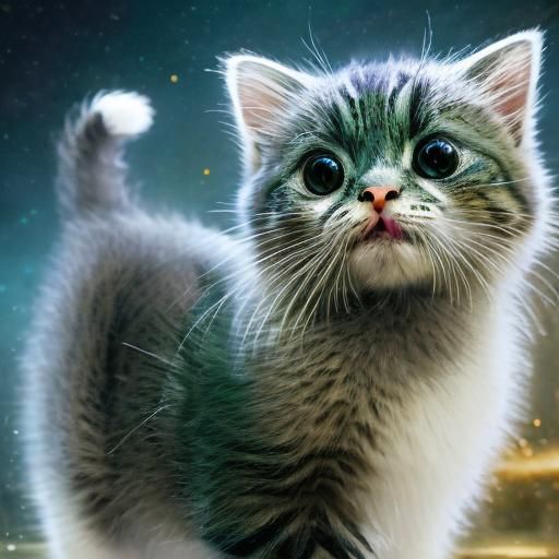 Cute Cat with Big Eyes Looking Up