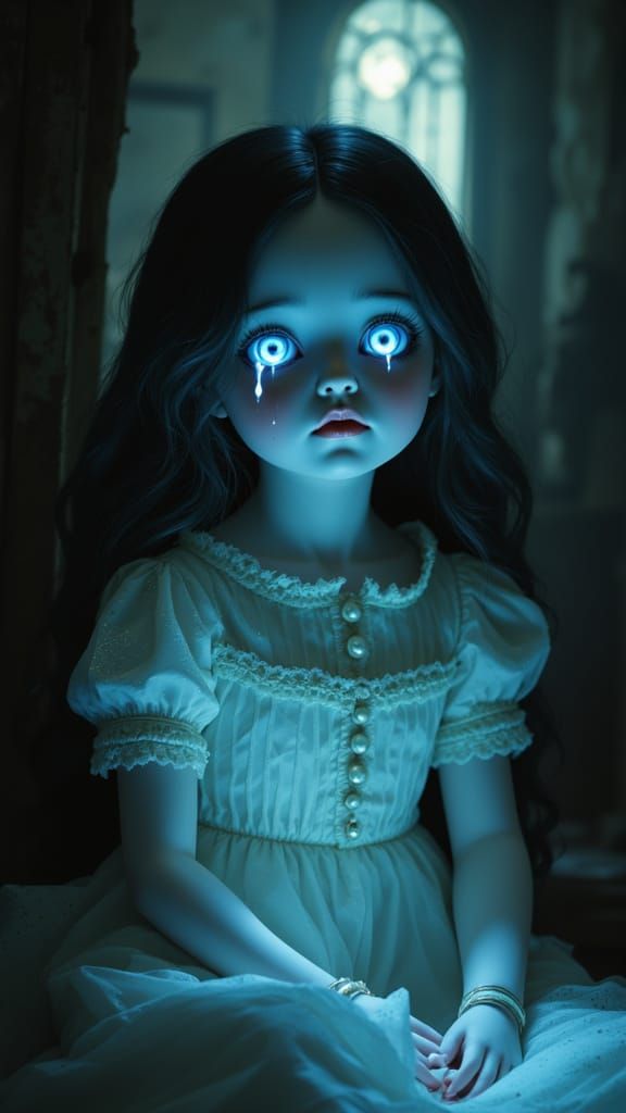 Sad Porcelain Doll in Dusty Attic