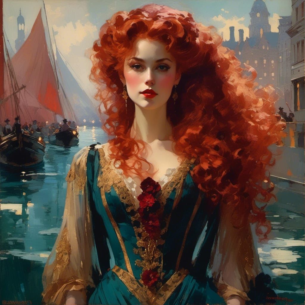 Victorian Vampire Mina Harker in Dreamy Vignettes Style