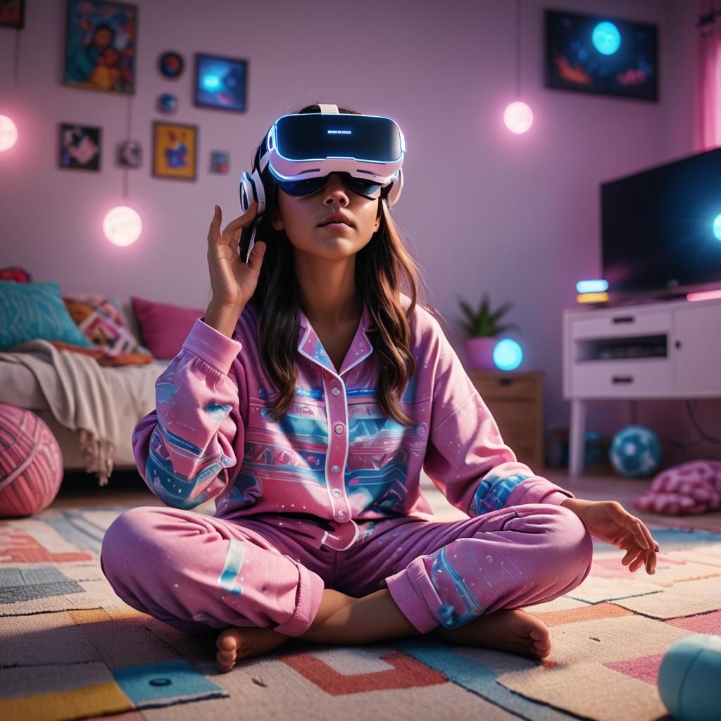 Peruvian Girl in VR with 3D Game Aesthetic