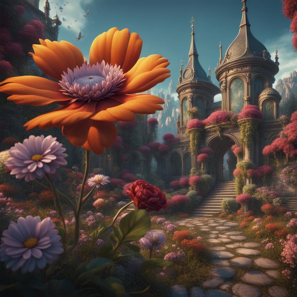 Fantastical Vintage Flower in Detailed Matte Painting