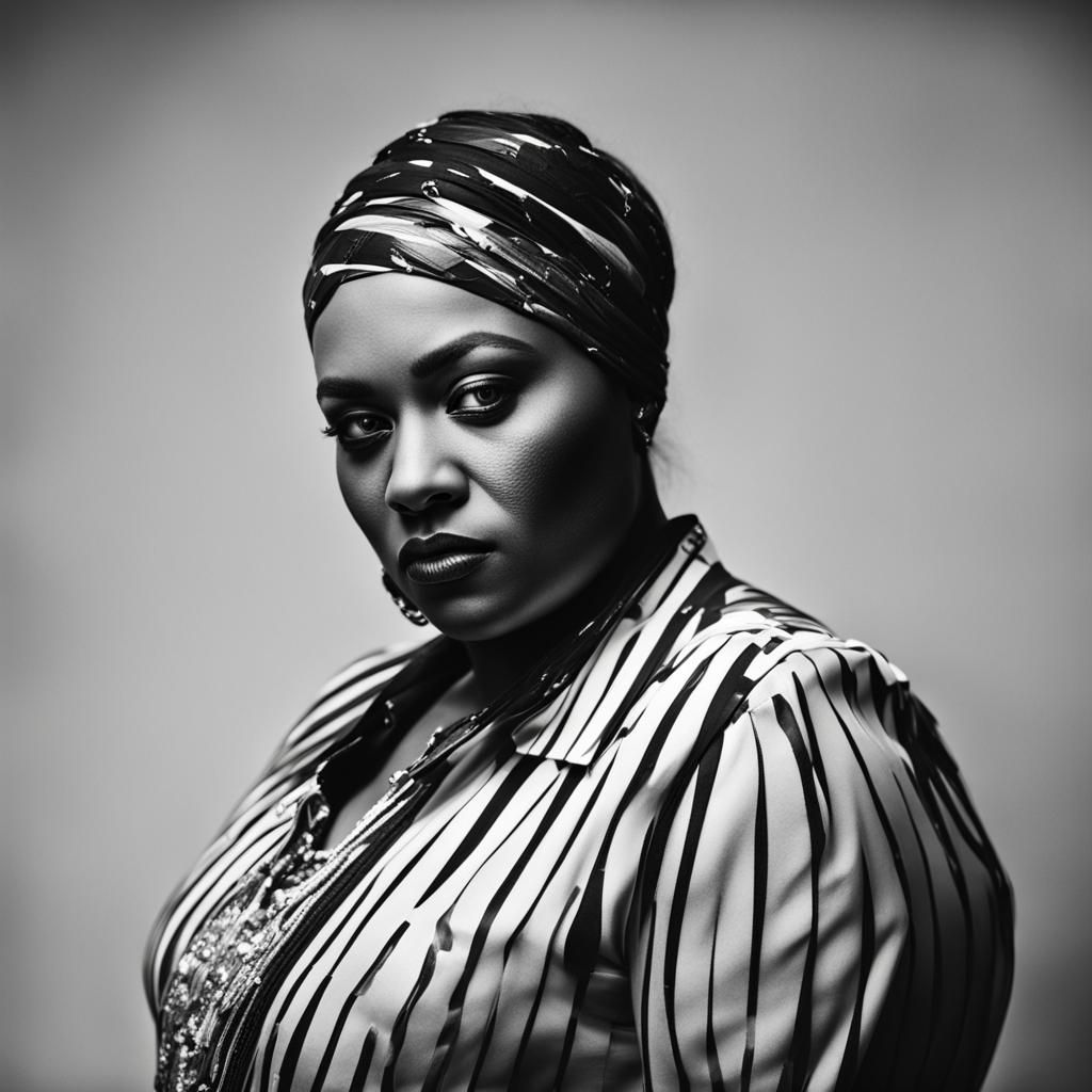 Dramatic Black and White Portrait of Woman in Algeapunk Styl...