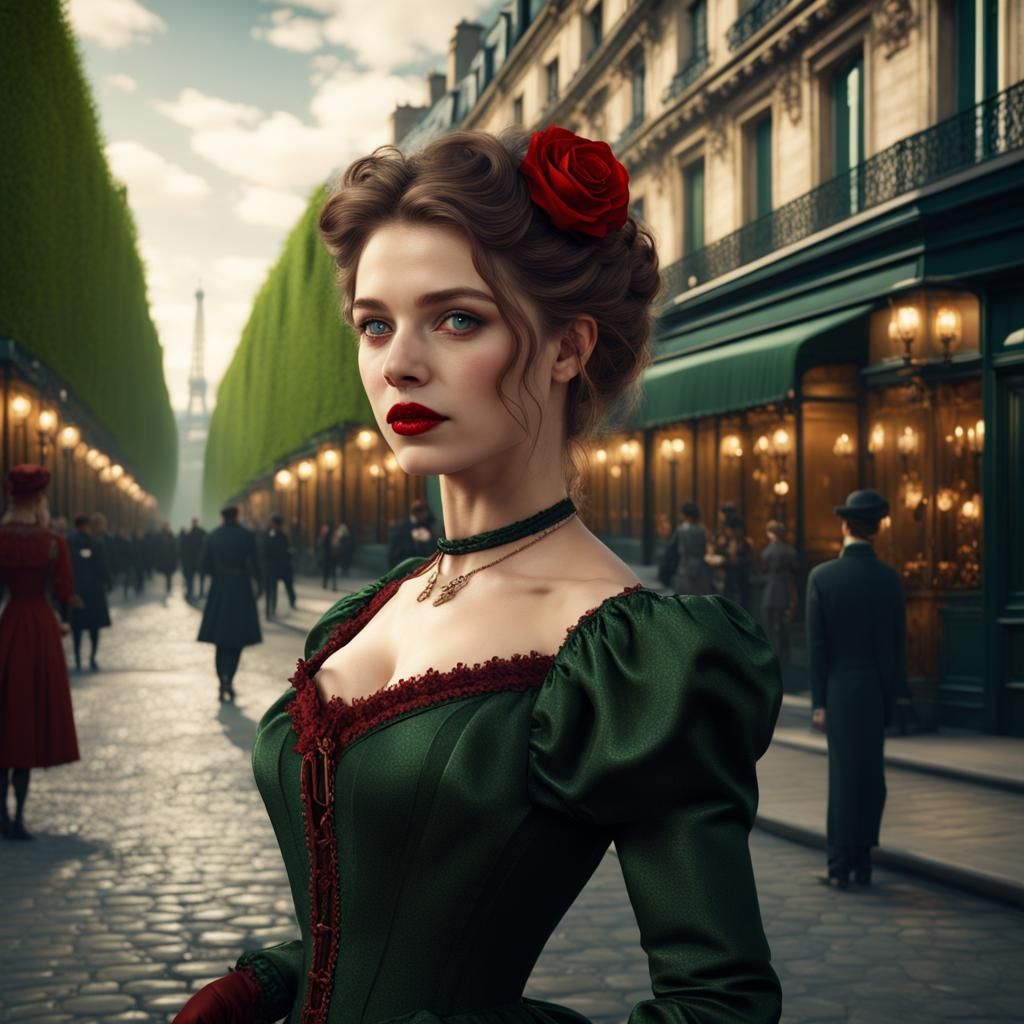 Victorian Girl in Paris: Romantic Fantasy Art