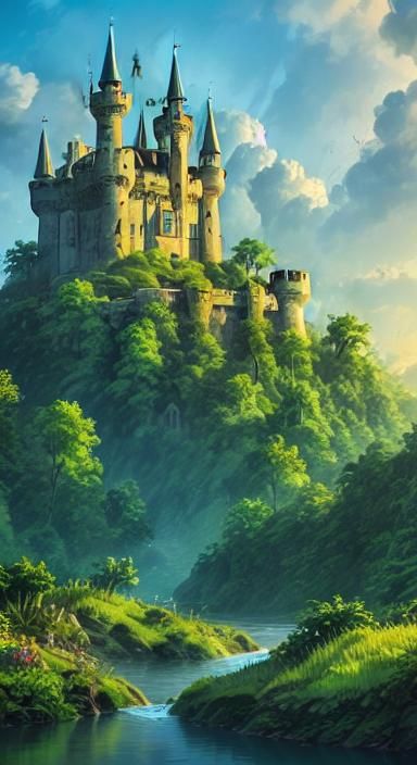 Majestic Castle Floating Above the Clouds