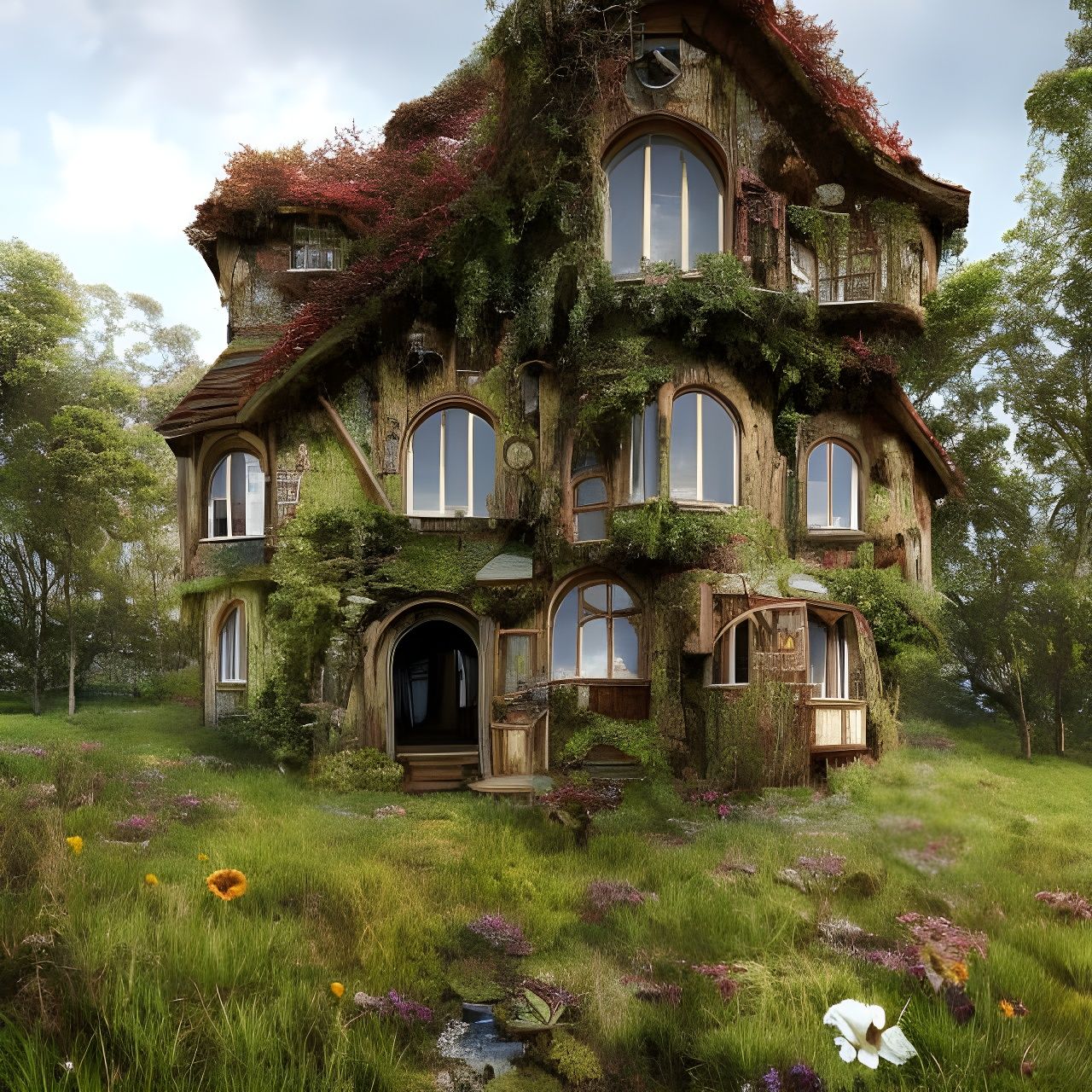 Colorful Overgrown House in Heath and Moorland