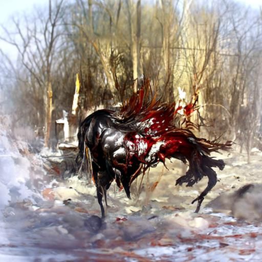 Sinister Horse in Bloody Darkness
