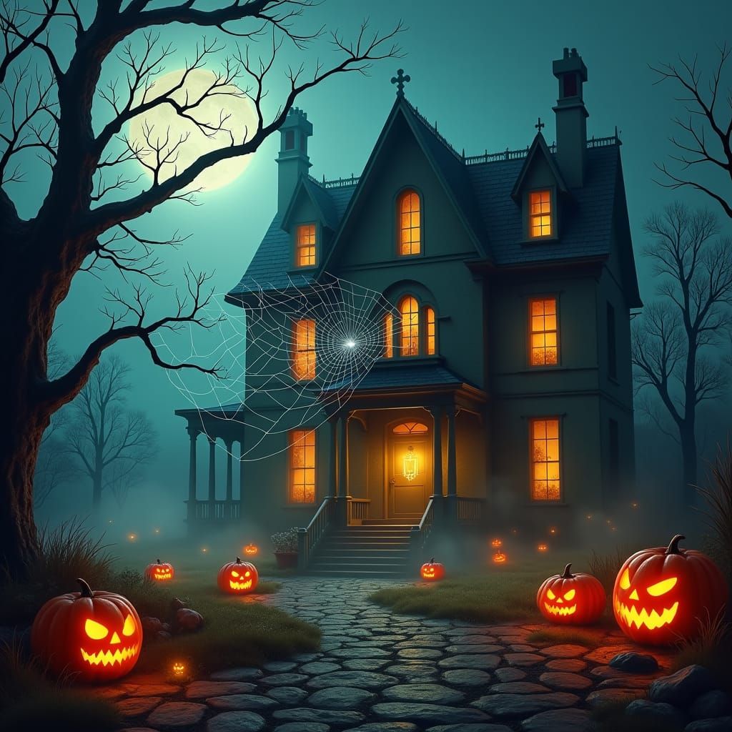 Halloween Night: Eerie Elegance and Haunting Surrealism