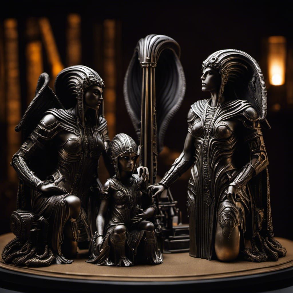 Greek Mythology Figurines in Giger Style