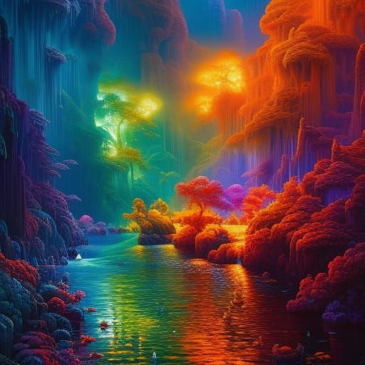 Psychedelic Yin Yang Peacock Portrait in Ornate Style