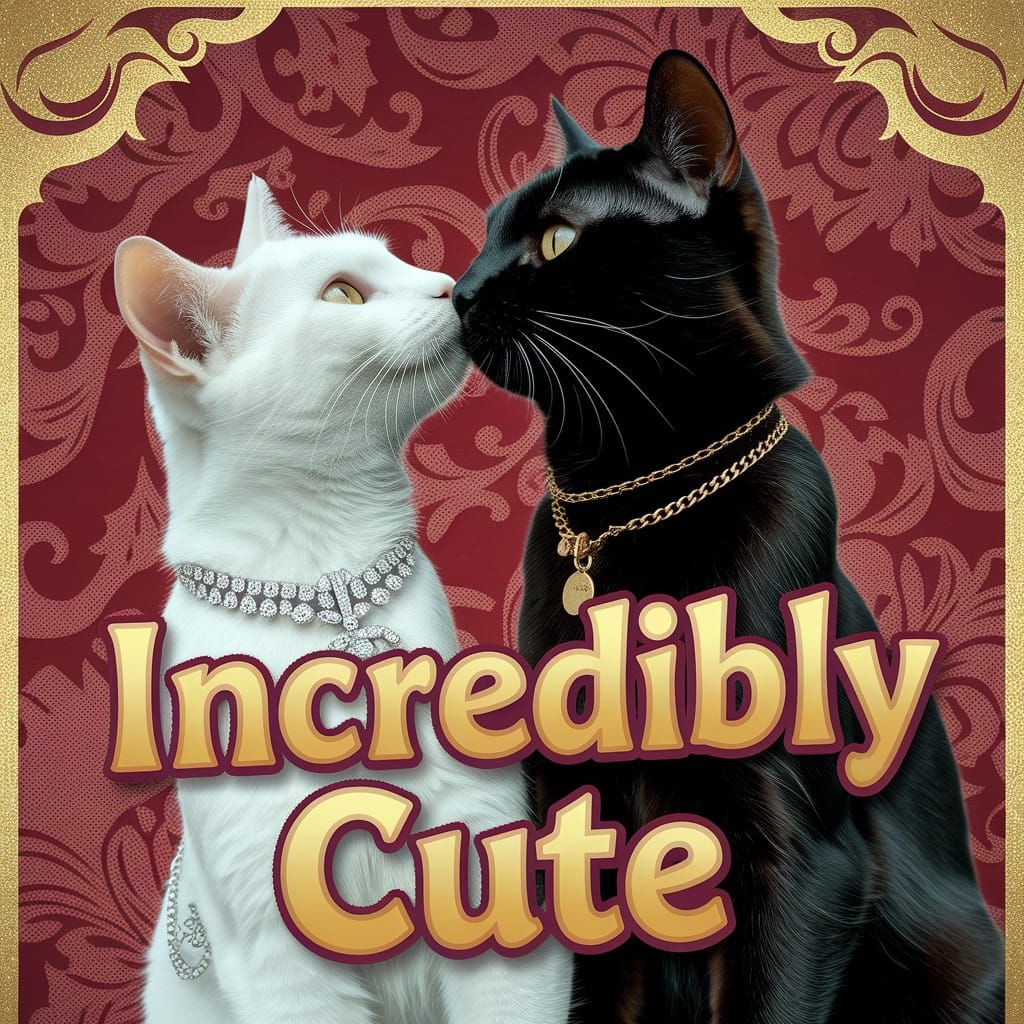 Cats with Diamond Necklace and Gold Chain