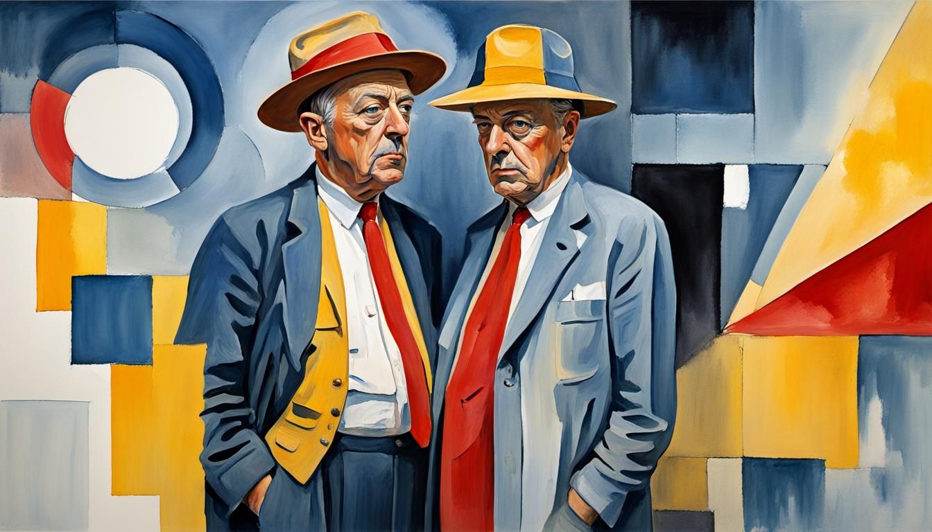 Jacques Tati Gouache Painting with Golden Ratio