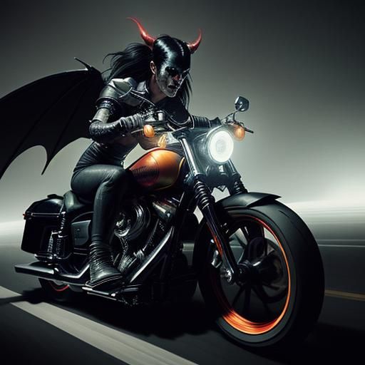 The Devil Rides a Harley: Hyperrealistic Splash Art