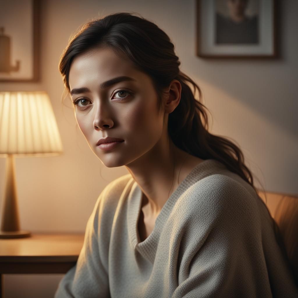 Photorealistic Portrait of Woman in Soft Light