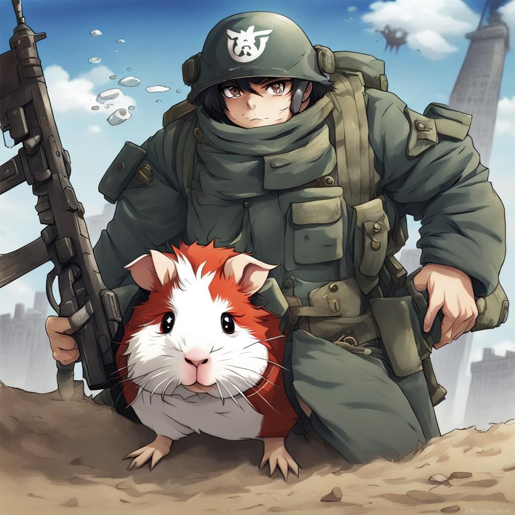 Guinea Pig Warrior in Anime Style