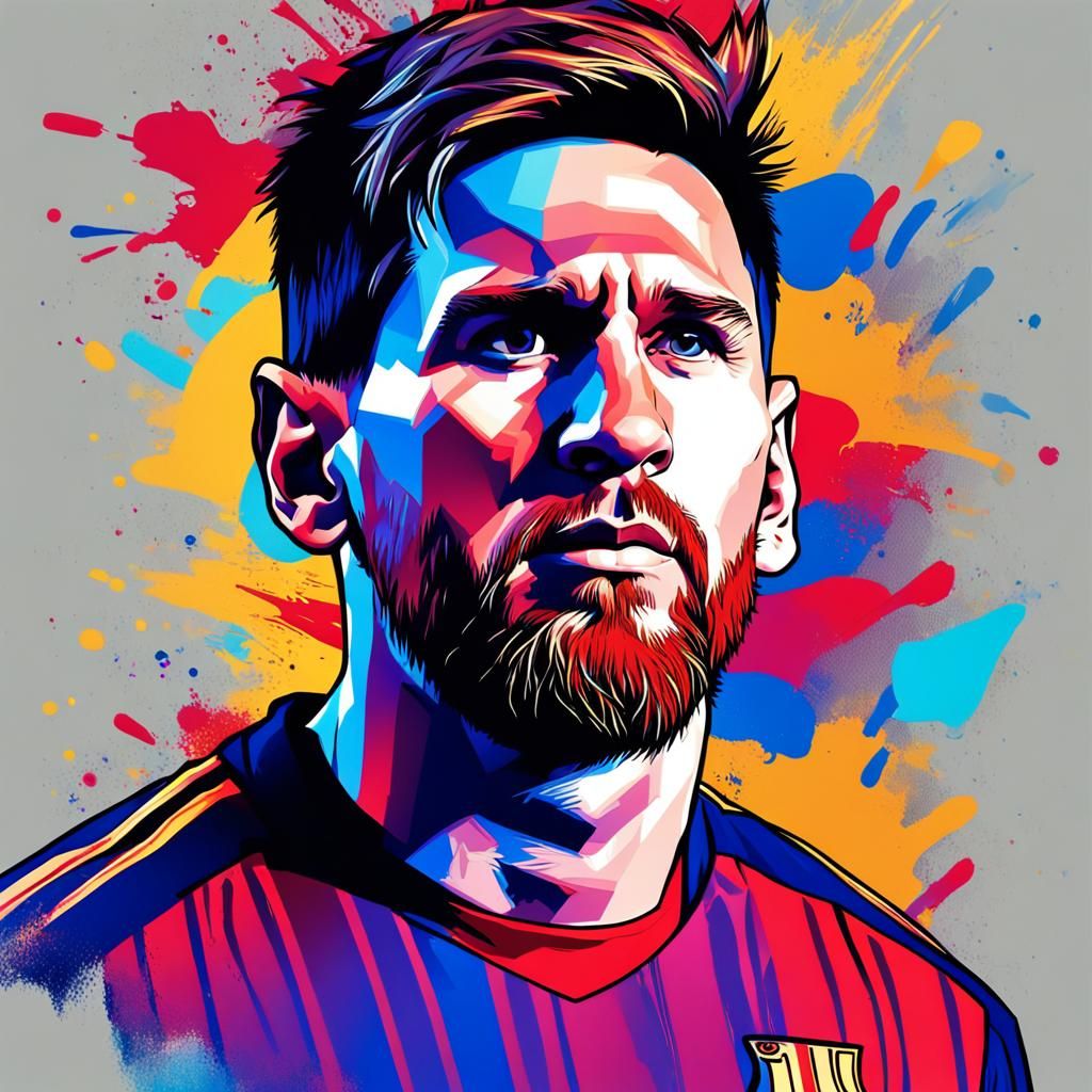 Hyperrealistic Portrait of Messi in Splash Art Style