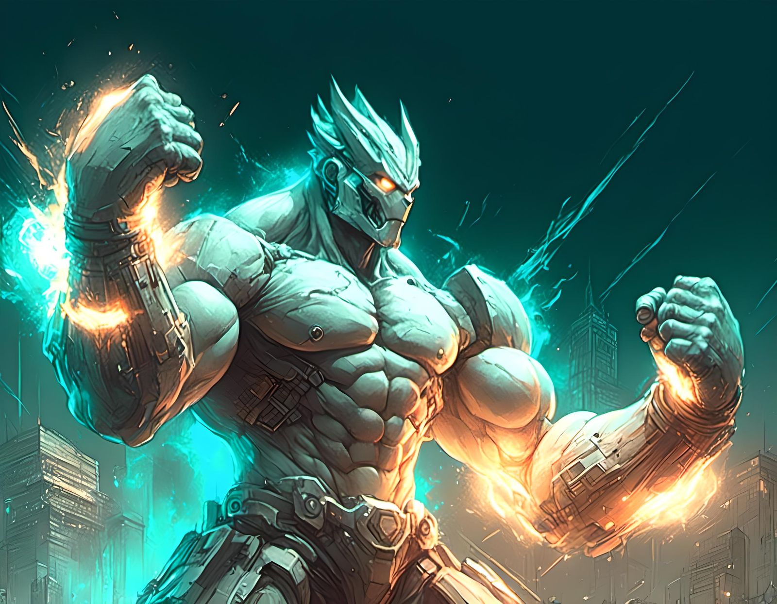 Athletic Hero Battles Colossal Monsters in Anime Style