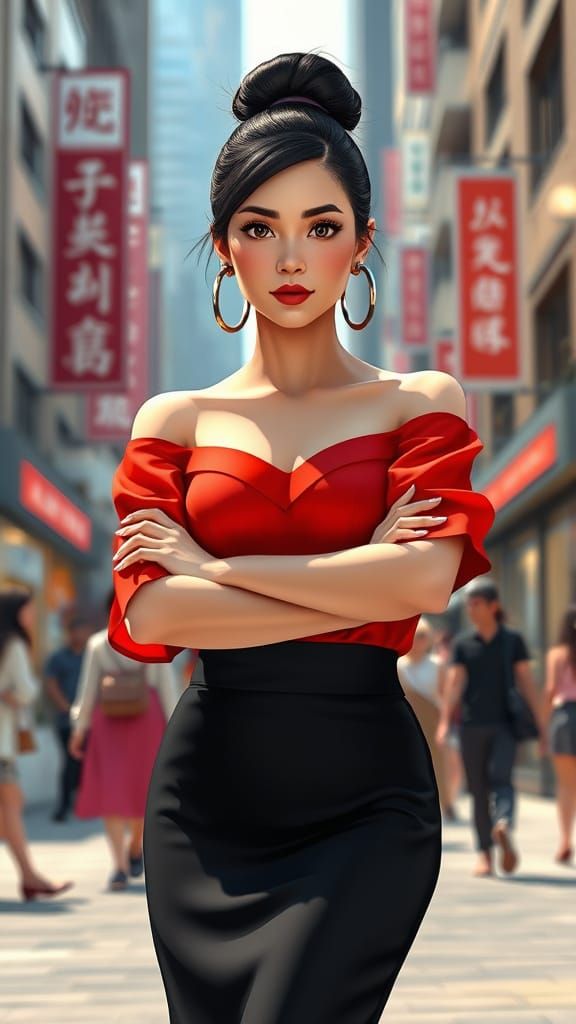 Sophisticated Business Woman in Anime-Inspired 3D Art