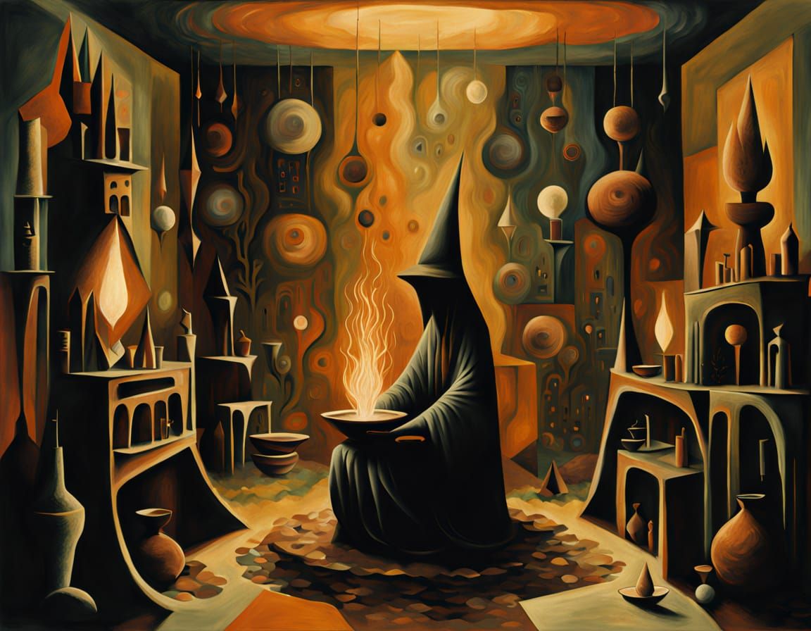 Mystical Witch in Earthy Abstraction