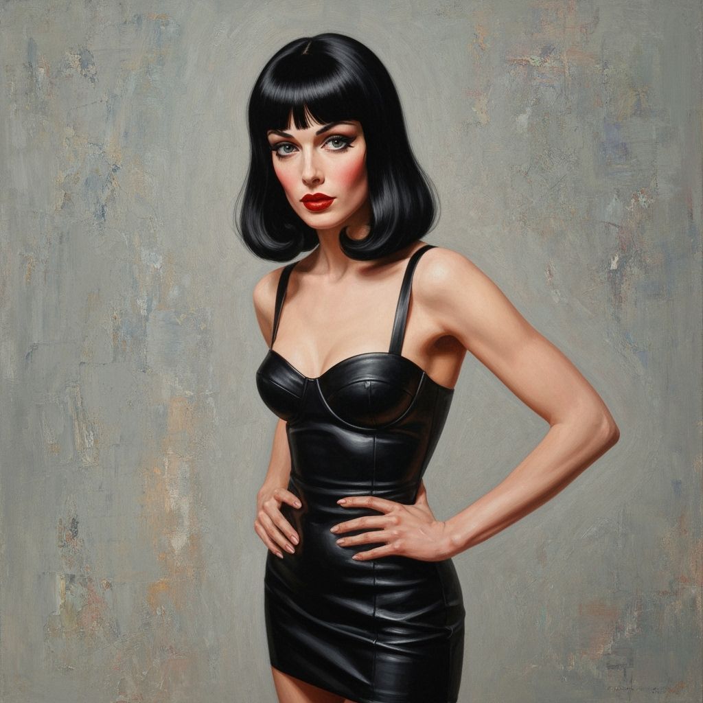 Bettie Page Portrait in Gouache Watercolor Style