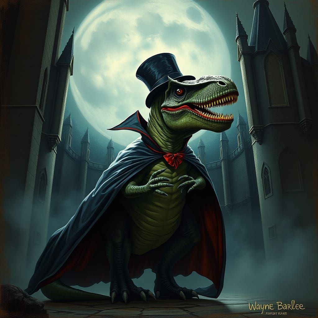 Dracula T-Rex in Gothic Castle