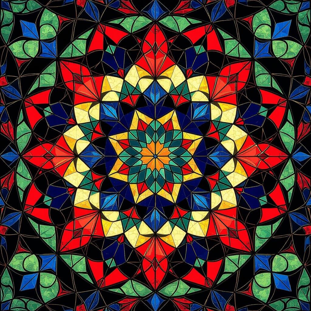 Kaleidoscope Mosaic with Stained Glass Texture